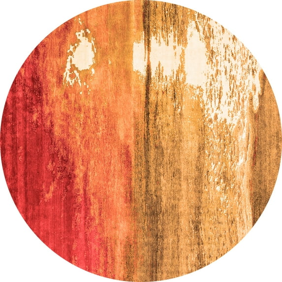 Ahgly Company Indoor Round Oriental Orange Industrial Area Rugs, 4' Round