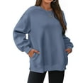 thumbnail image 2 of Harpily 50% Off Clear! Sweatshirts for WomenWomens Oversized Sweatshirts Crewneck Long Sleeve Tops Pullover Fall Fashion Clothes With Pocket Blue M, 2 of 7