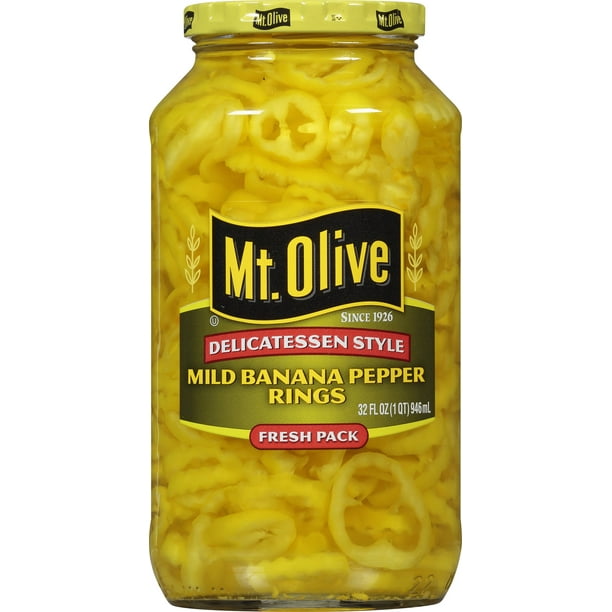 Mt. Olive Delicatessen Style Mild Banana Pepper Rings, 32 fl oz Jar