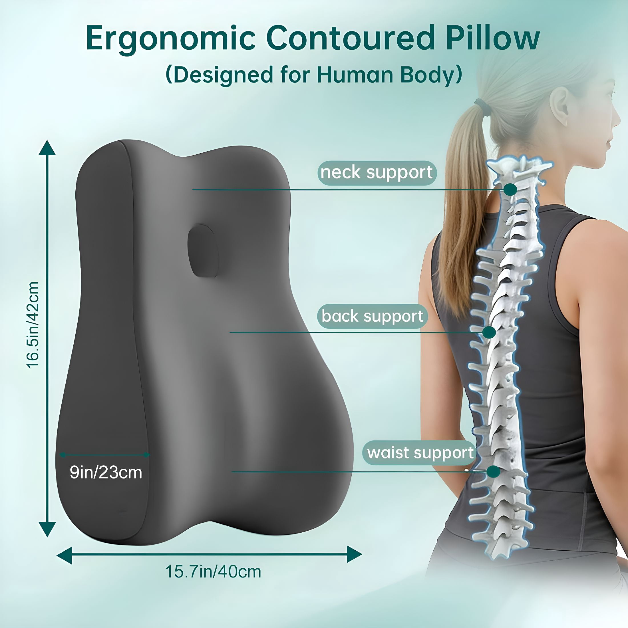 XIBUFE 2026 New Memory Foam Wedge Pillow,Ergonomic Contoured Position Pillow for Sleeping and Reading,Multi-Functional Bed Pillow Back Support Cushion,All Grey