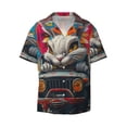 thumbnail image 2 of Lsque Vibrant Bunny Ride print Men's Cuban Collar Short Sleeve Shirt Summer Beachwear Casual Button Down Fashionable Vacation Leisure Shirt-3X-Large, 2 of 7