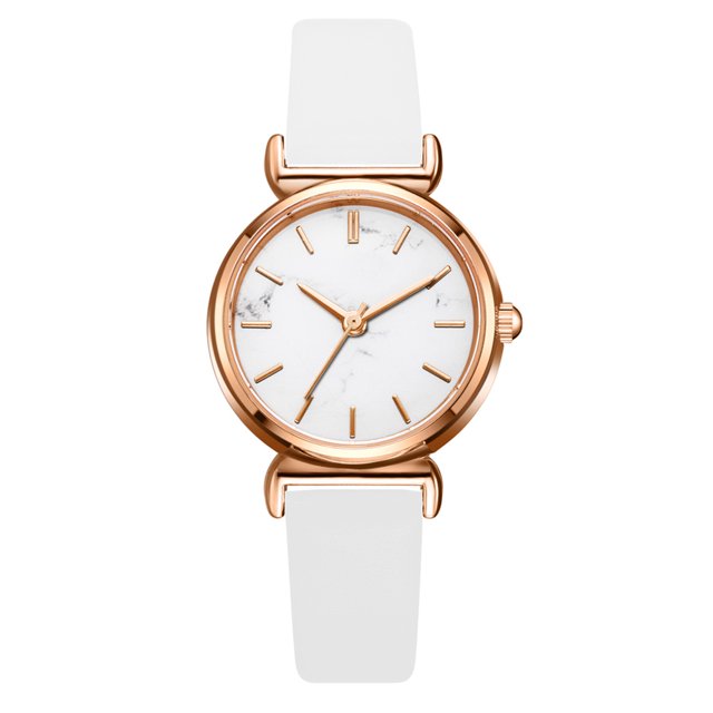 Reloj de cuarzo de moda Reloj de pulsera de estilo simple con correa de cuero PU informal (blanco)