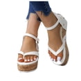 thumbnail image 2 of IUJSOY Womens Cork Wedge Sandals Heels Open Toe Platform Slingback Ankle Strap Buckle Dressy Shoes, 2 of 6