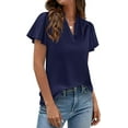 thumbnail image 5 of PRETTYGARDEN Women's Summer Blouses Dressy Casual Ruffle Cap Sleeve V Neck Business Work Trendy Cute Tops Spring Outfits, 5 of 10