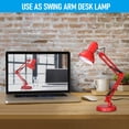 thumbnail image 3 of LED Metal Swing Arm Desk Lamp, Architect Table Lamp, Pixar Multi-Joint Adjustable Desk Lamp, Task Light for Office Bedroom Dorm Workbench Reading Study Work, Red, 3 of 7