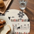 thumbnail image 3 of Japanese Style Round 13 Inch Placemats Set of 4, Vintage Cartoon Cat House Trees Flowers HeatResistant Non Slip Place Mats for Dining Table, Wipeable Braided Kitchen Table Mats for Housewarming, 3 of 9
