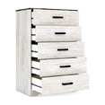 thumbnail image 3 of Wisp 46 Inch Tall Dresser Chest, 5 Drawers, Rustic Smooth White Finish, 3 of 5