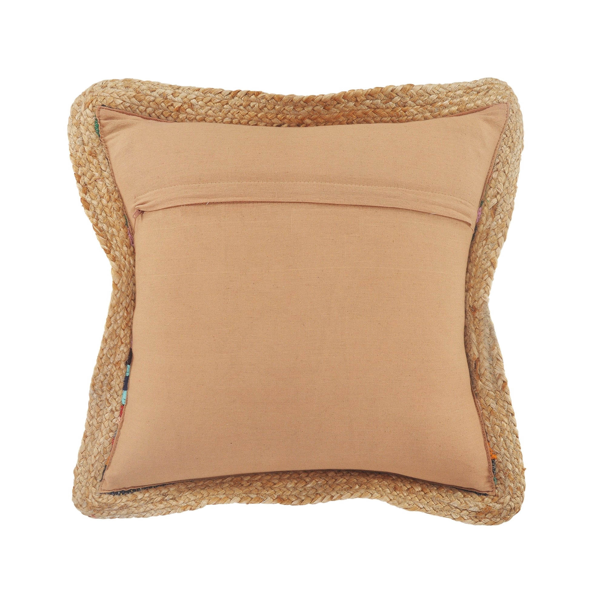 Laddha Home Designs Handwoven Braided Striped Cotton Throw Pillow Cover - 20" - Multicolored