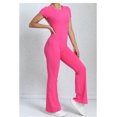 thumbnail image 3 of SKQIT Flare Workout Jumpsuits for Women One Piece Short Sleeves Scrunch Butt Lifting Gym Bodysuit Sexy Backless Yoga Outfits, 3 of 7