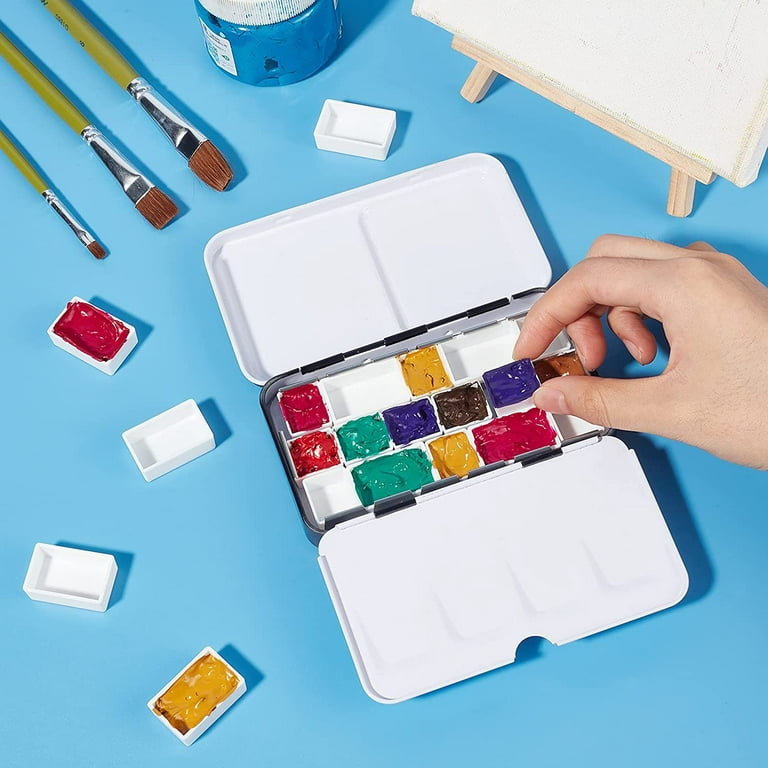 PH PandaHall 3 Sets 3 Colors Empty Watercolor Palette, Small Mini Tiny Tin  Box Paint Tray Palettes with Plastic 12 Grids for DIY Travel Watercolor