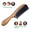 thumbnail image 2 of Peine de pelo no estático para desenredar, peines de madera de dientes finos, peine de cuerno de búfalo de sándalo verde, 2 of 8