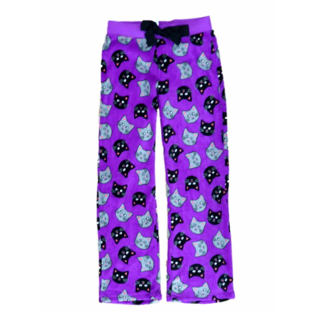 Joe Boxer - Joe Boxer Womens Plush Purple Kitty Cat Print Lounge Sleep ...