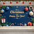 thumbnail image 5 of Christmas Theme Christmas Banner Festive Happy New Year Banner Gold Ornaments Pine Branches Holiday Banner for Christmas Party New Year Celebration Indoor Decoration, 5 of 9