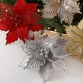 24Cm Christmas Poinsettia Glitter Flower Hanging Xmas Party Tree