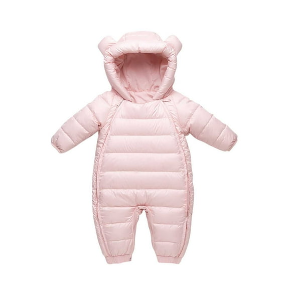 ABATAB Infant Toddler Snowsuit Cute Newborn Winter Coat Warm Zipper Hooded Down Jacket Outfits for Boys Girls