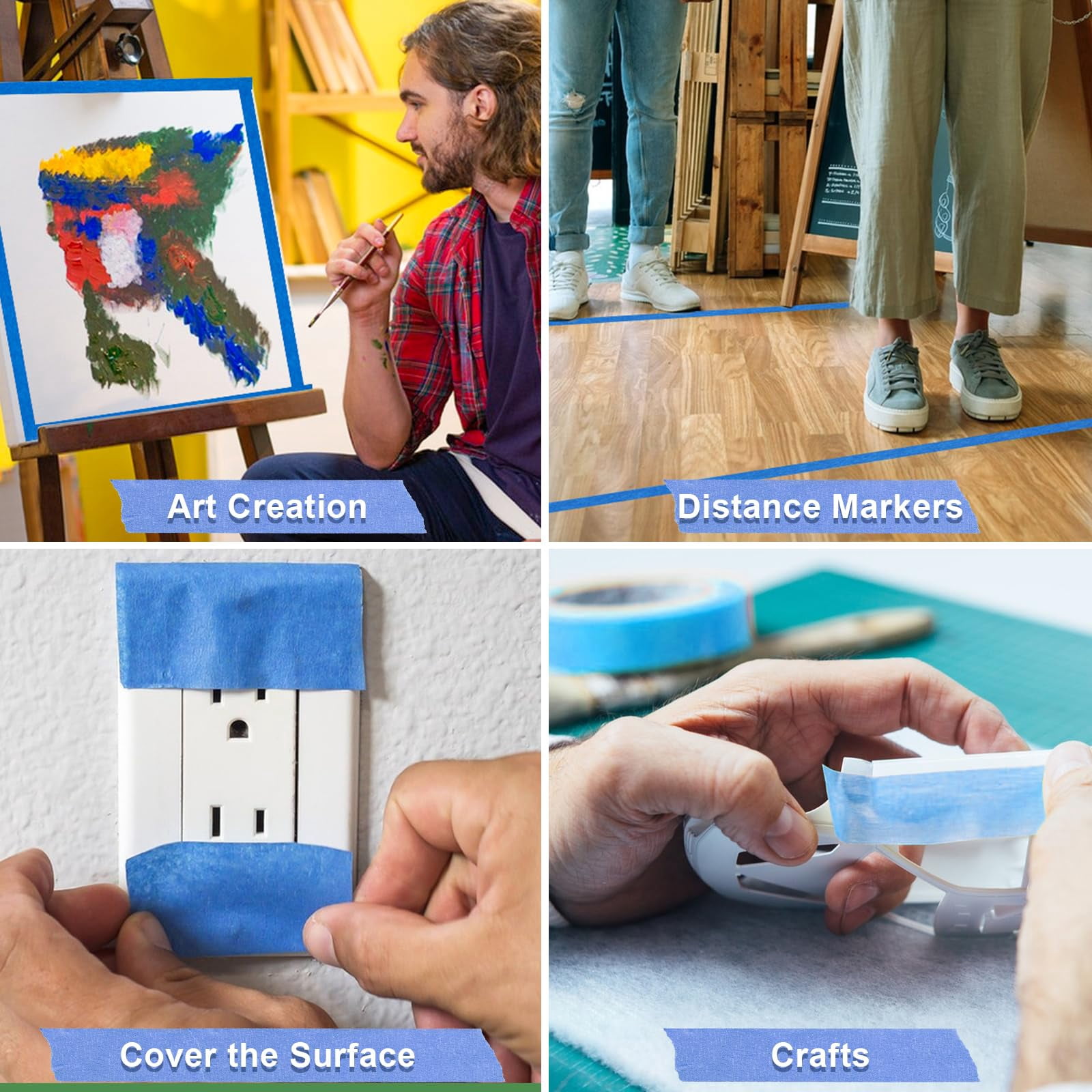 30 Rolls Blue Painters Tape 1 Inch Wide  55 Yards Multi-surface Bulk Masking With Lines Free Painting For Indoor And Outdoor Home Wall