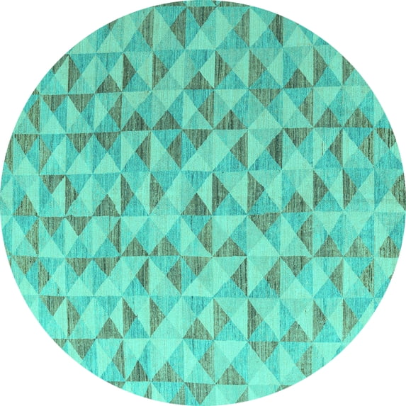 Ahgly Company Indoor Round Oriental Turquoise Blue Modern Area Rugs, 8' Round