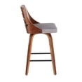 thumbnail image 3 of Trevi Mid-Century Modern Counter Stool in Walnut Wood and Grey Fabric by LumiSource - Set of 2, 3 of 7