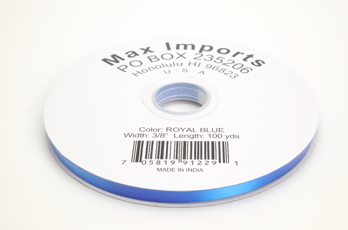 Maxport Corporation 3/8"Satin Royal Blue Ribbon, 100 Yd.