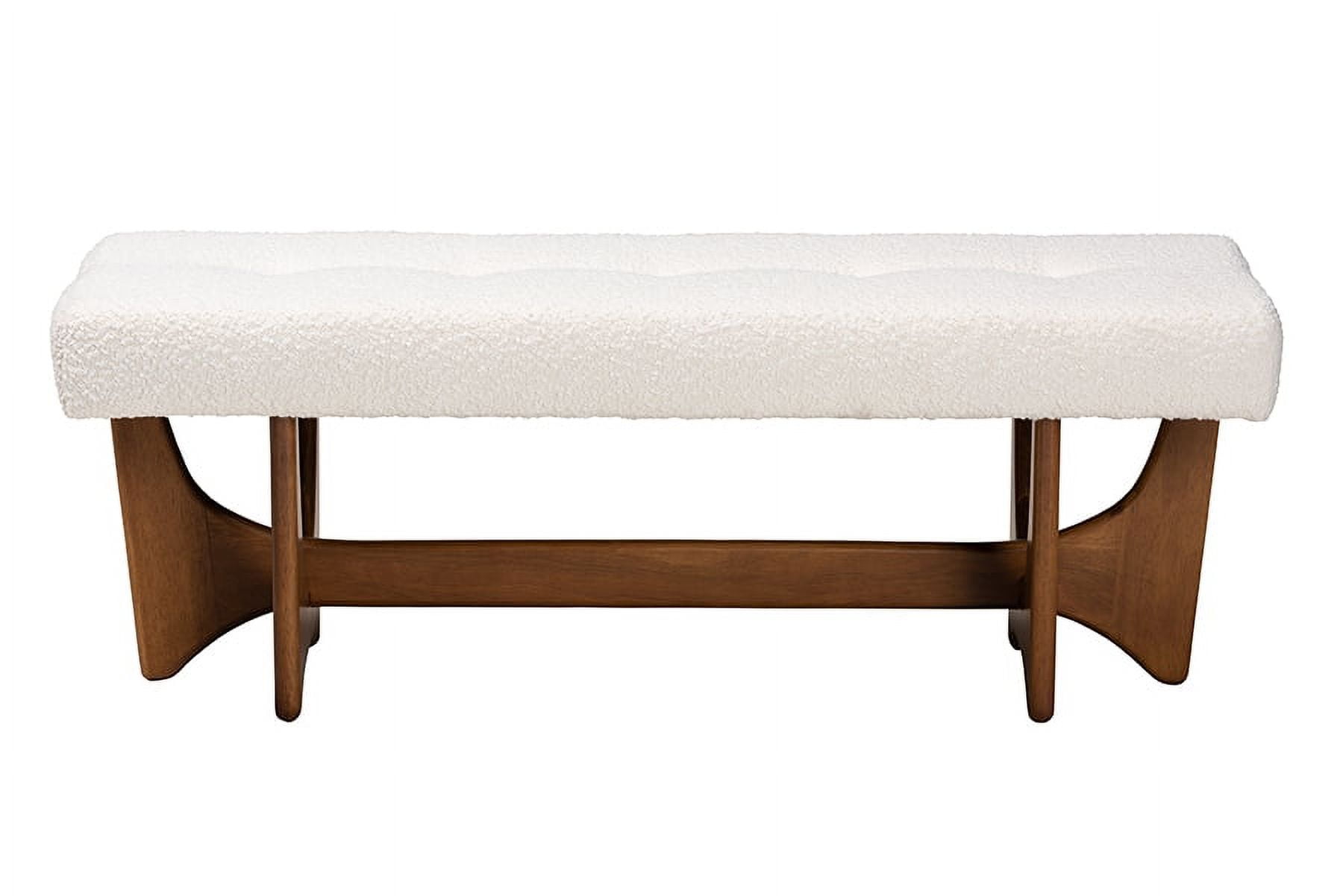 Baxton Studio Theo Japandi Cream Boucle Fabric and Walnut Brown Finished Wood Bench