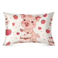 Cute Pig Eating Cake Strawberry Cherry Plush Pillowcase Pillow Slip