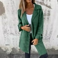 thumbnail image 2 of Womens Winter Wool Blend Pea Jackets Plus Size Solid Color Single Breasted Stand Collar Casual Trench Warm Coats Outwear,Army Green,XL, 2 of 5