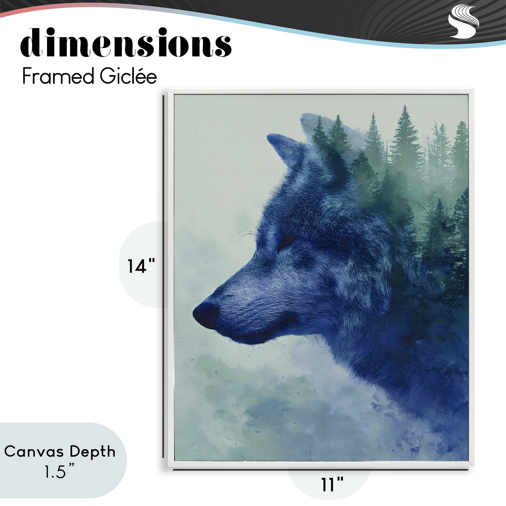Stupell Industries Indigo Wolf in Misty Pines White Framed Giclee Art, design by Franklyn Gregory