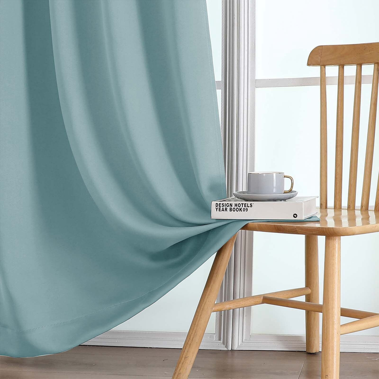 OVZME 2 Panels Set Aqua Blue Blackout Curtains for Living Room 84 Inch Length, Solid Thermal Insulated Privacy Bedroom Window Treatment Curtains Blackout Drapes, W40 x L84 Inch, Aqua