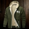 thumbnail image 2 of Mens Cardigan Coat Heavyweight Hooded Soft Lined Full Zip Outdoor Compression Shirt Men,Army Green,3XL, 2 of 3