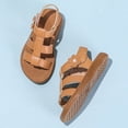 thumbnail image 4 of kpoplk Girls Strap Sandals Open Toe Outdoor Flats with Hook and Loop Kid Summer Shoes for Girls(Brown,1), 4 of 7