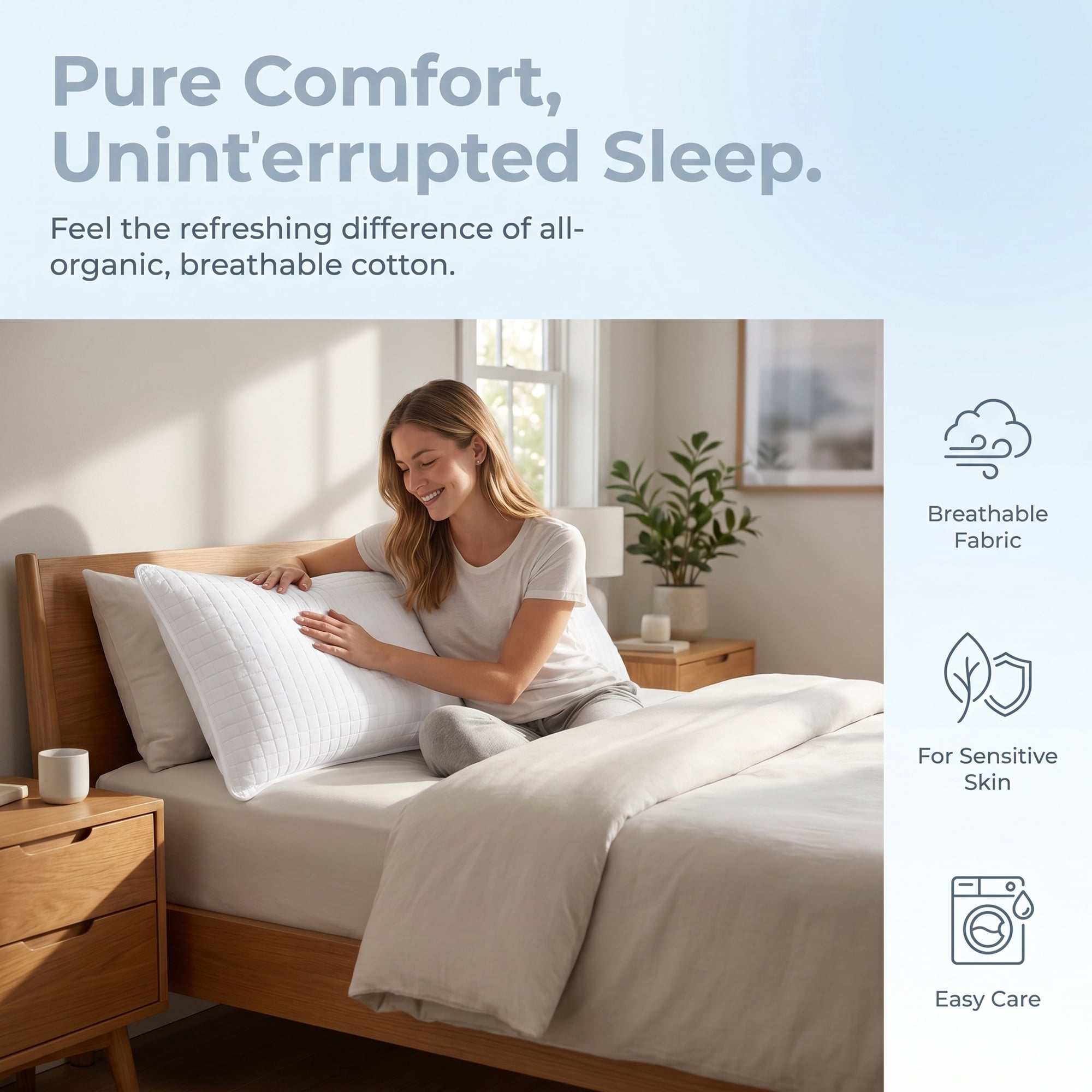 Unique Bargains 2Pcs Breathable Hypoallergenic Cotton Pillow Protectors Queen White A