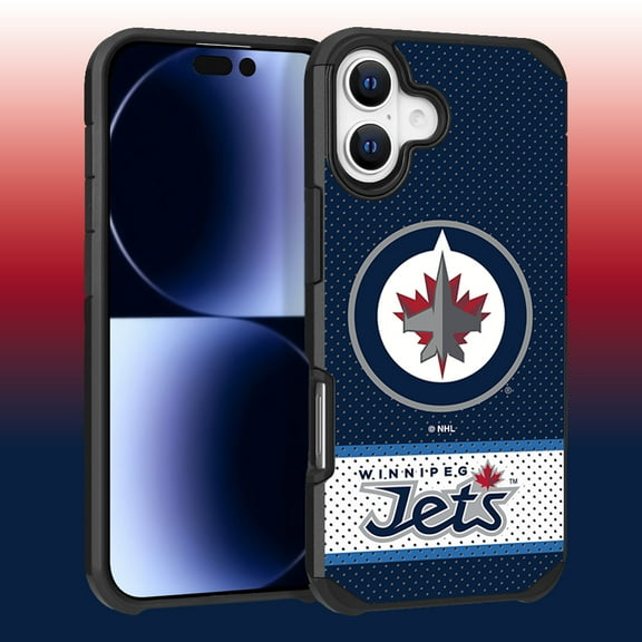 Apple iPhone 16 (6.1) - NHL Licensed Winnepeg Jets Team Logo on Jersey Textured Dual Layer Case