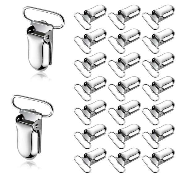 EaseDay Suspender Clips Metal Pacifier Clip Holder for Binky Clips, Paci Straps, Toy Leashes, DIY Bibs and Garter Making Supplies, Silver Tone, 10 PCS