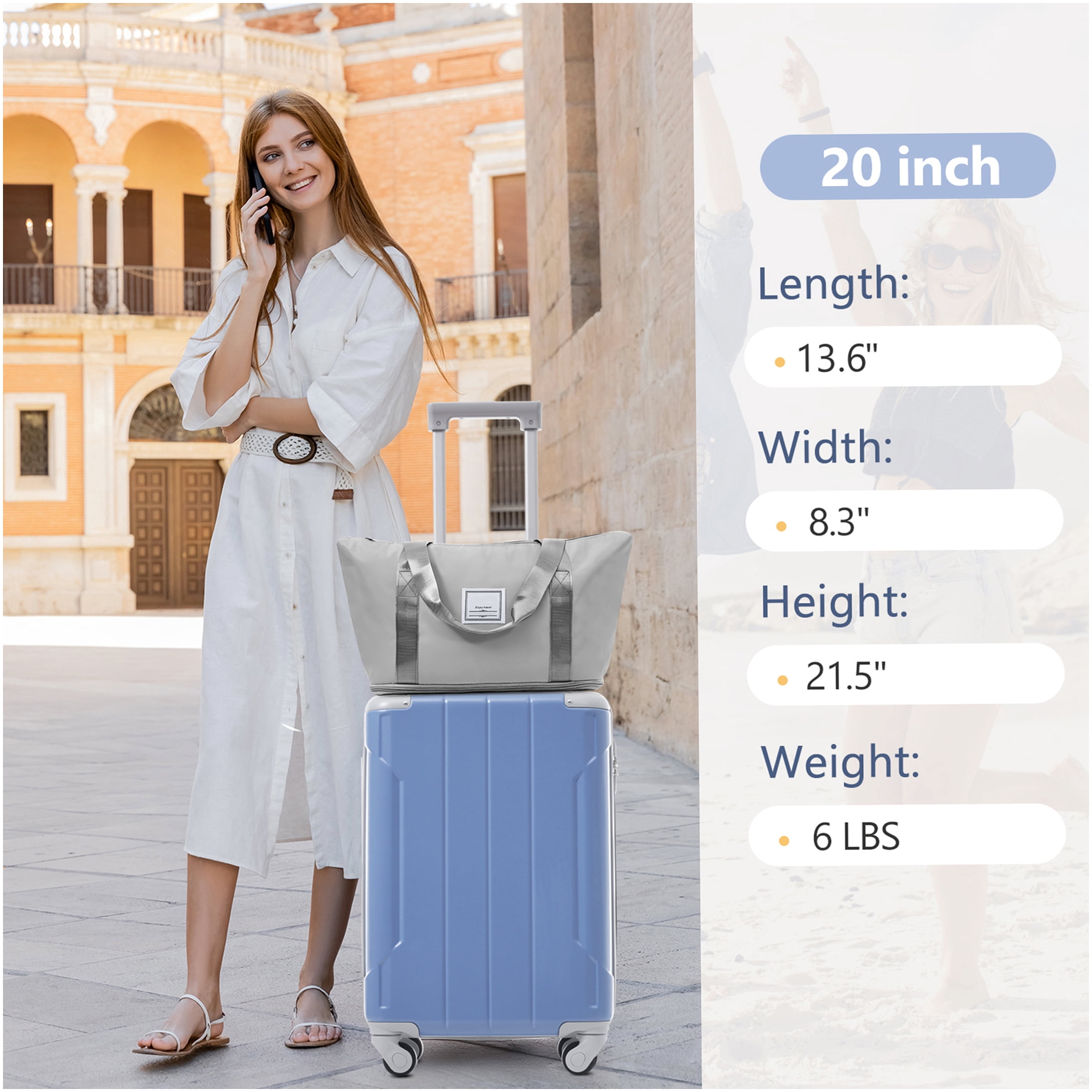 Glacier Lake 3-Piece ABS Carry-On Luggage Set with Spinner Wheels for Business and Weekend Travel