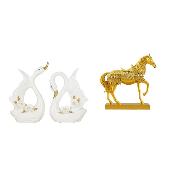 Estatuas de cisnes,Estatua de cisne de cerámica Escultura de mesa de cisne Elegante,Figura de cisne de porcelana Figura de cisne Decoración de escritorio,Estatuas de caballos,Estatuas de