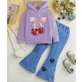 thumbnail image 2 of Cethrio Girls Outfit Sets, Casual 2 PC Long Sleeve Hoodies with Jeans Sets Purple Size 6-7 T, 2 of 5