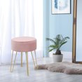 thumbnail image 4 of Costway Round Velvet Ottoman Footrest Stool Side Table Dressing Chair w/Metal Legs Pink, 4 of 9
