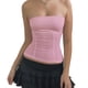 thumbnail image 4 of Tubo superior Sin tirantes sin mangas escote recto Casual Básico Color puro Verano Tubo superior Rosa L, 4 of 6