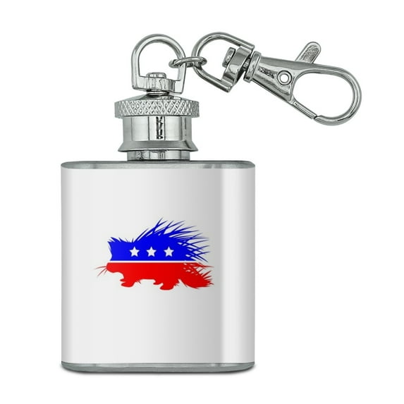 Libertarian Party Porcupine Stainless Steel 1oz Mini Flask Key Chain