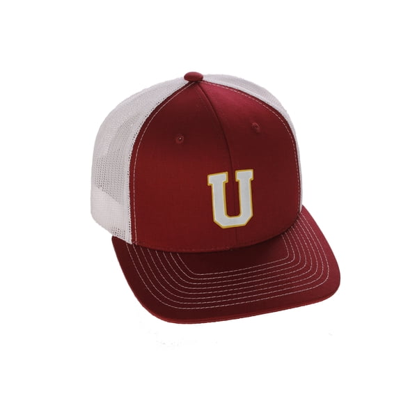 Structured Trucker Mesh Hat Custom Colors Letter U Initial Baseball Mid Profile