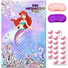Mermaid Party Supplies,Pin The Tail on The Mermaid,Under The Sea Party Games Decoration,Large Poster with 24PCS Tail Stickers for Kid's Party Game(Mermaid)