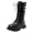 Black, variant on Krdevn Girls Mid‑Calf Boots, Fleece Lined Warm Winter Boots, Lace‑Up with Metal Buckle Decor Side Zipper Non‑Slip Fashion Boots,White