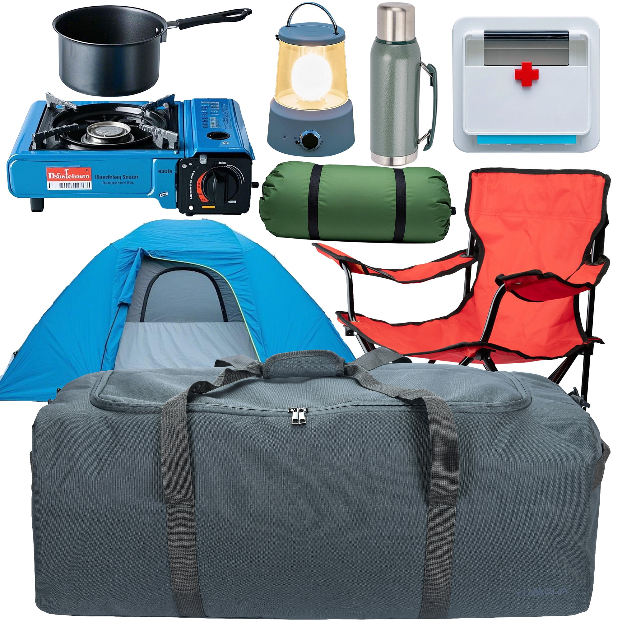 YUMQUA 100L Travel Duffle Bag, Large Camping Gear Storage Weekender Bag Overnight, Gym Bag for Men Women Water & Tear Resistant (Grey)
