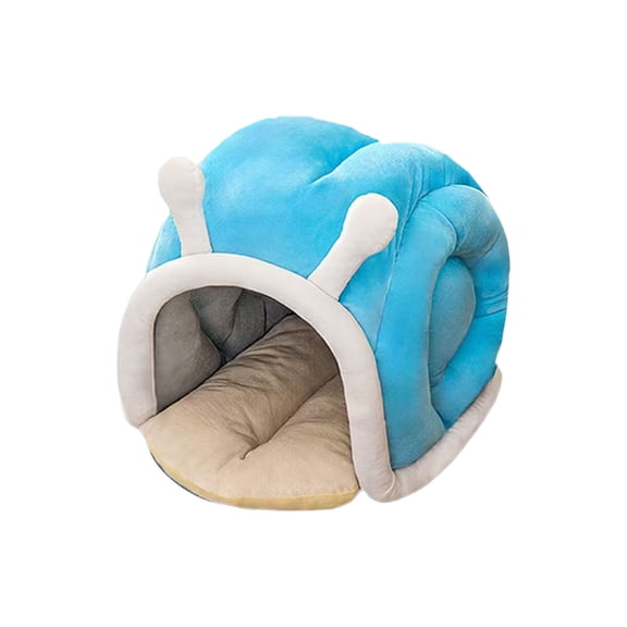 All-season Snail Cat Bed, Semi-enclosed Warm Pet House with Removable Cushion, Foldable Soft Pet Bed for Cats and Small Dogs