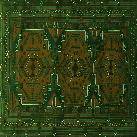 Ahgly Company Indoor Square Persian Green Traditional Area Rugs, 4' Square