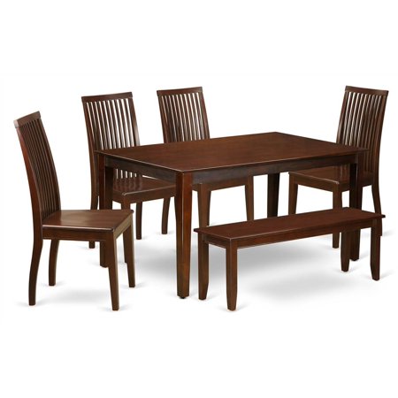 East West Furniture Caip6 Mah W 6 Pc Dining Table Set Solid Top Kitchen Table And 4 Wood Seat Kitchen Chairs Plus One East West Furniture Caip6 Mah W 6 Pc Dining Table Set Solid Top Kitchen Table And 4 Wood Seat Kitchen Chairs Plus One