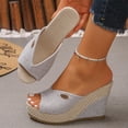 thumbnail image 6 of Samdudou Espadrille Wedges Womens Summer Open Toe Canvas Upper Jute Wrapped Slide Dressy Casual Daily Wear Ladies Outdoor Vacation Beach Shopping Essential Footwear, 6 of 9