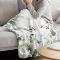 thumbnail image 3 of Green Eucalyptus Leaves Blanket Soft Cozy Warm Throw Blanket for Couch, Plush Fuzzy Flannel Fleece Blankets for Sofa, Summer Botanical Butterflies Bed Blankets Lightweight Gifts for Women, 40"x50", 3 of 9