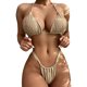 thumbnail image 2 of Traje de baño para mujer, 2 piezas, cuello halter, inalámbrico, color puro, traje de baño, traje de baño, bikini, café, XL, 2 of 6