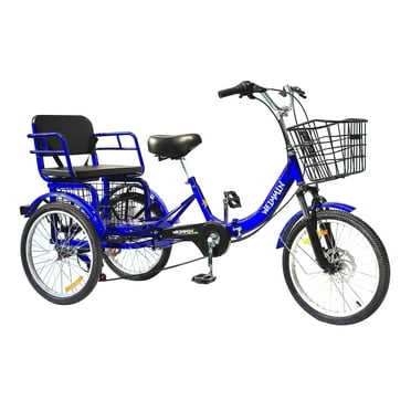 Adult Tricycle 7 Speed, 20 inch Folding Tricycle  Three Wheel Bike for Women/Men/Seniors Bicycle, Wheel Bike for Shopping/Children load 450Ib